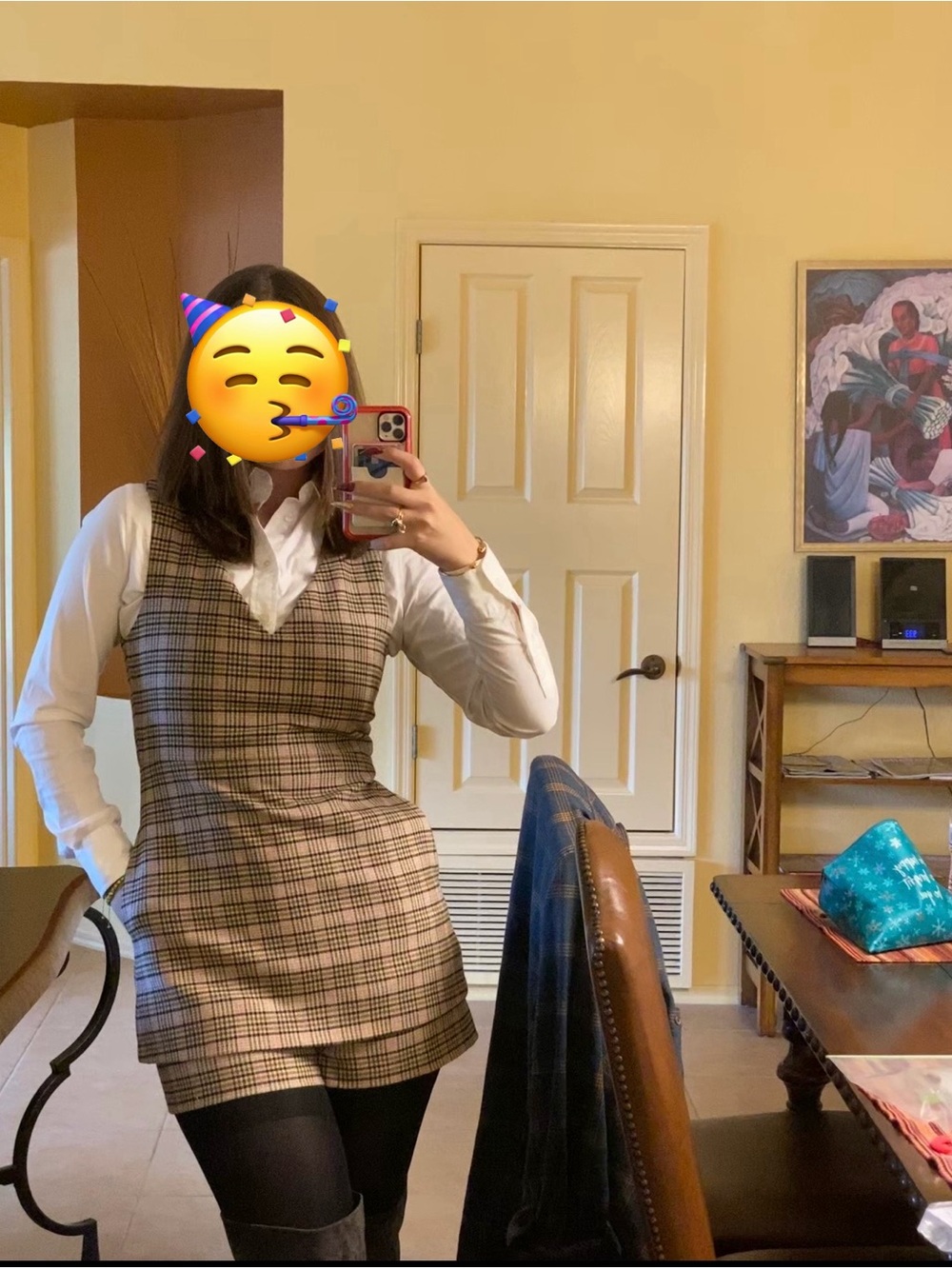 Maje brown plaid wool romper dark academia vibes